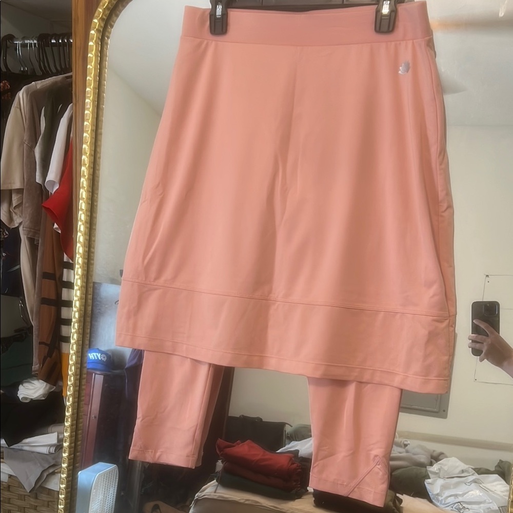 Pink Knee-Length Skirt Set for Casual Resort Wear
